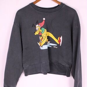 0325-Zara Disney Pluto Christmas Sweatshirt | Holiday Pullover | Size Medium